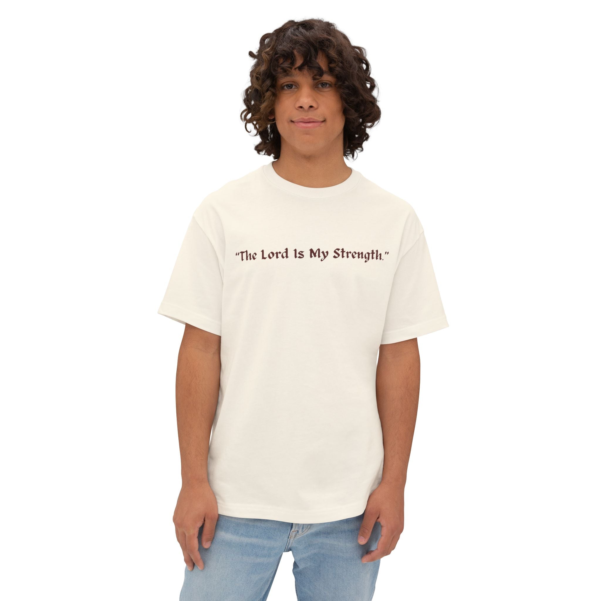 Oversized Boxy Tee, "The Lord is My Strength.", Powerful Bible Verses