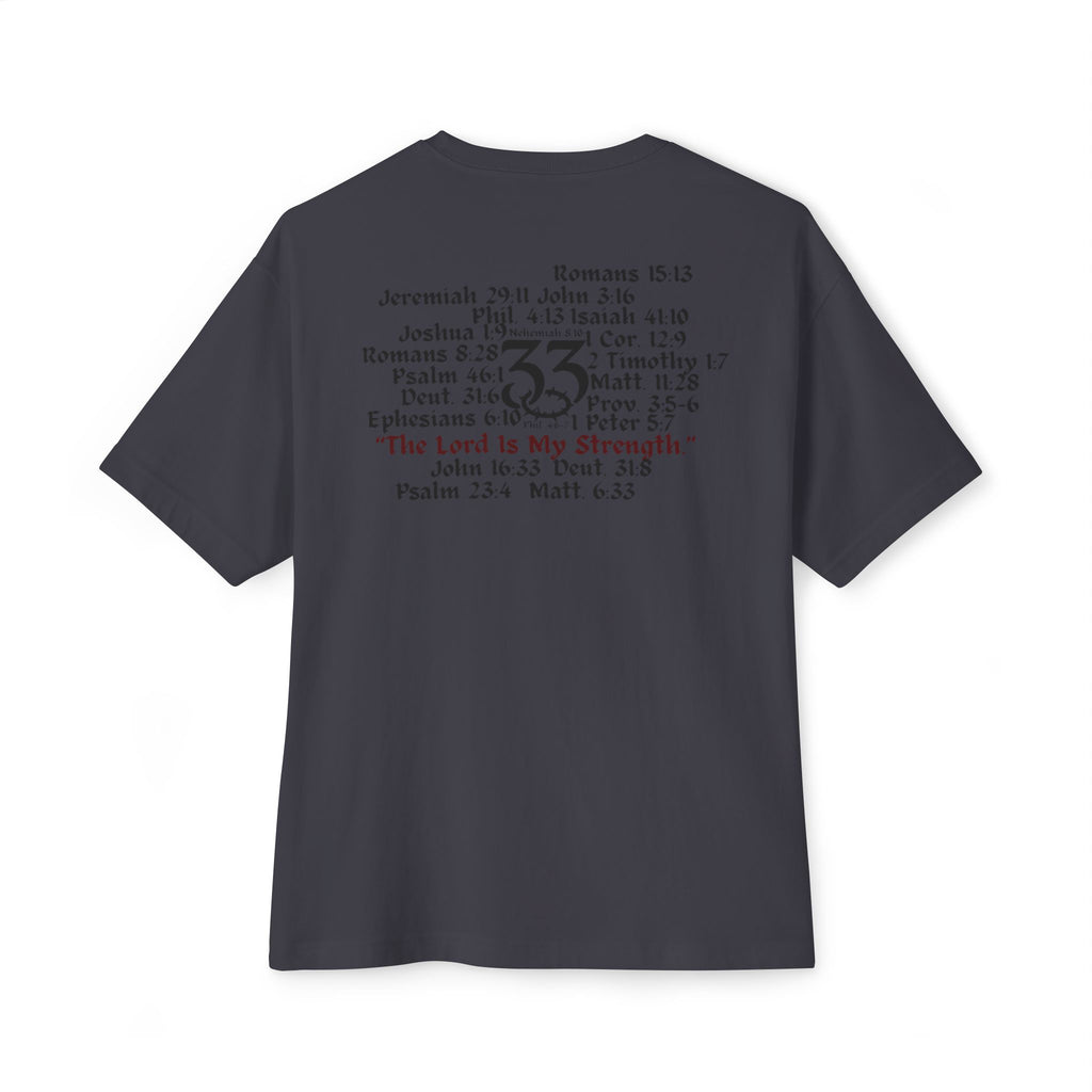 Oversized Boxy Tee, "The Lord is My Strength.", Powerful Bible Verses