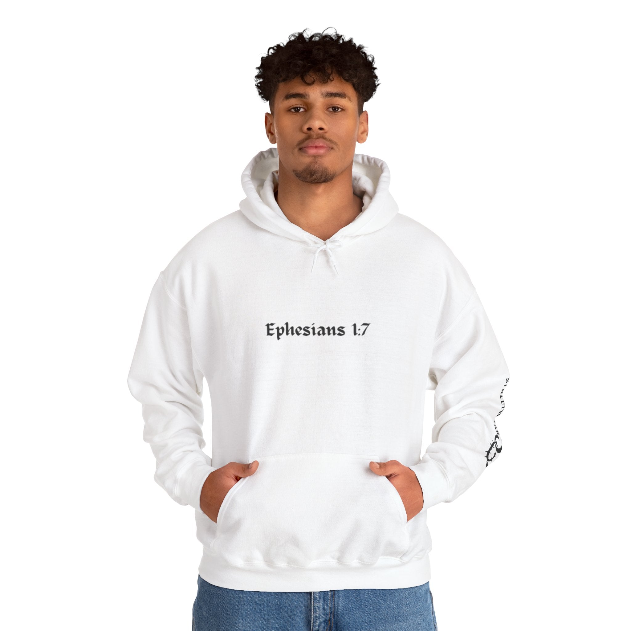 Unisex Hooded Sweatshirt, Ephesians 1:7, Saved By The Blood, 33rd Parallel Banner