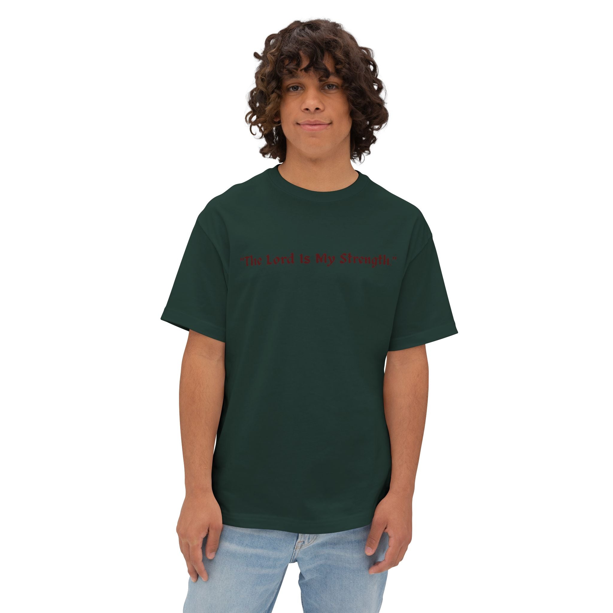 Oversized Boxy Tee, "The Lord is My Strength.", Powerful Bible Verses