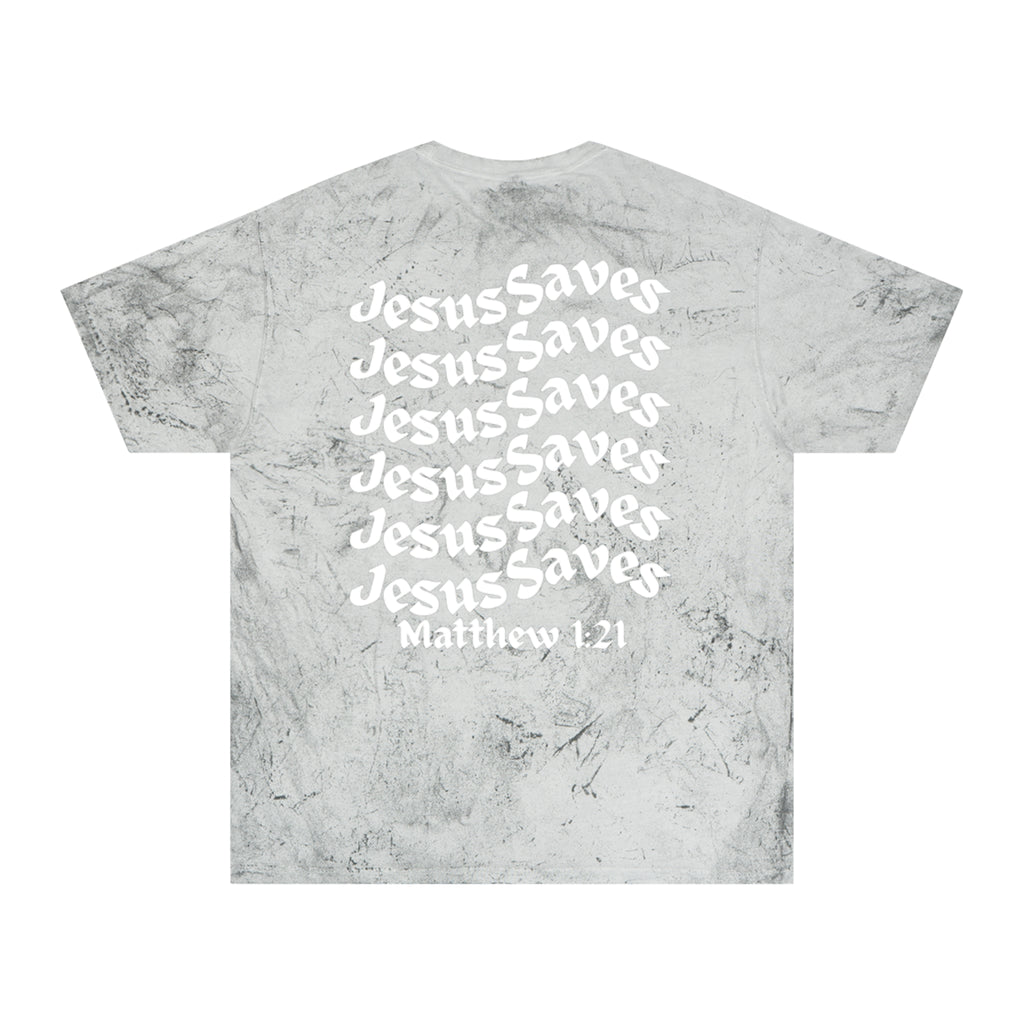 Unisex Color Blast T-Shirt, Matthew 1:21, Jesus Saves