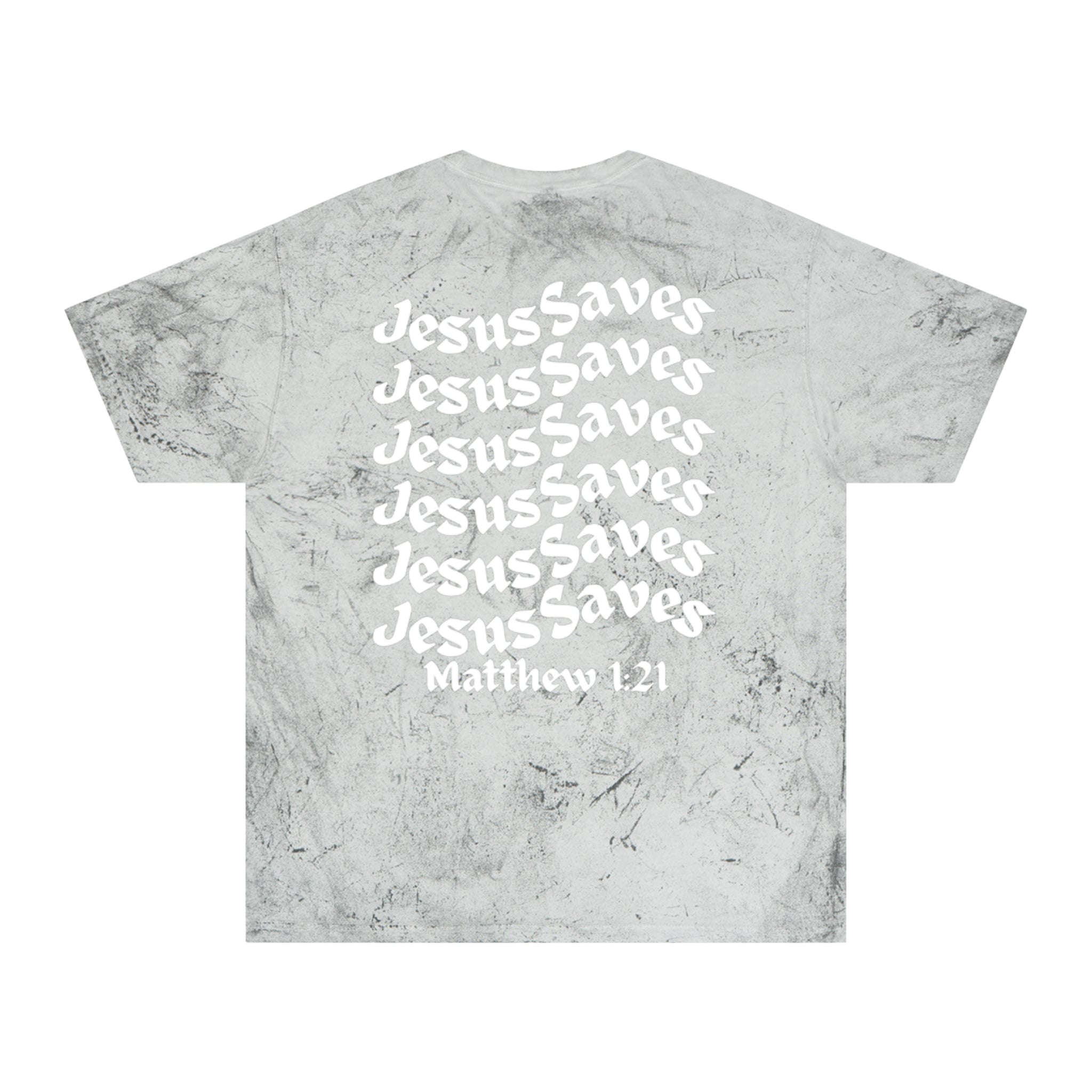 Unisex Color Blast T-Shirt, Matthew 1:21, Jesus Saves