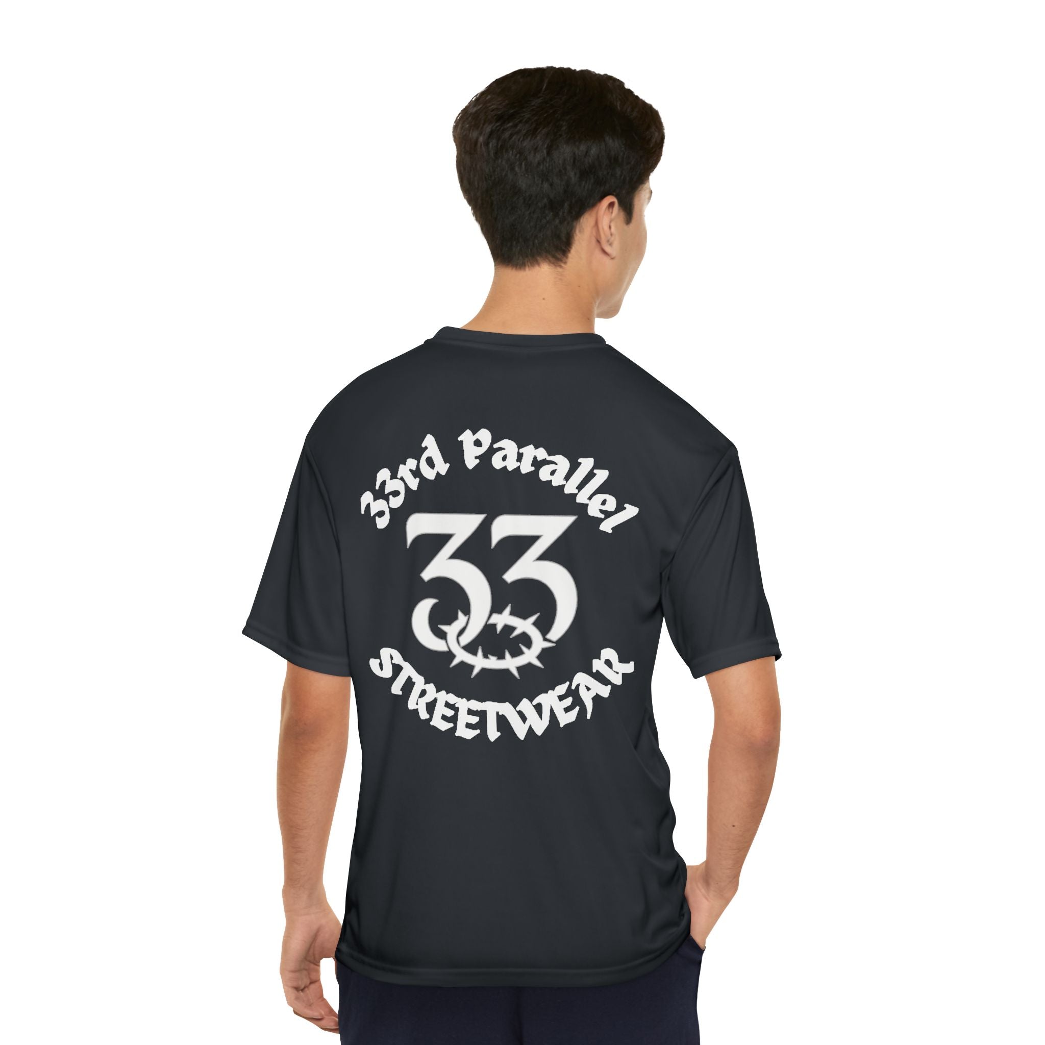 Men's Performance T-Shirt, 33rd Parallel Logo Design