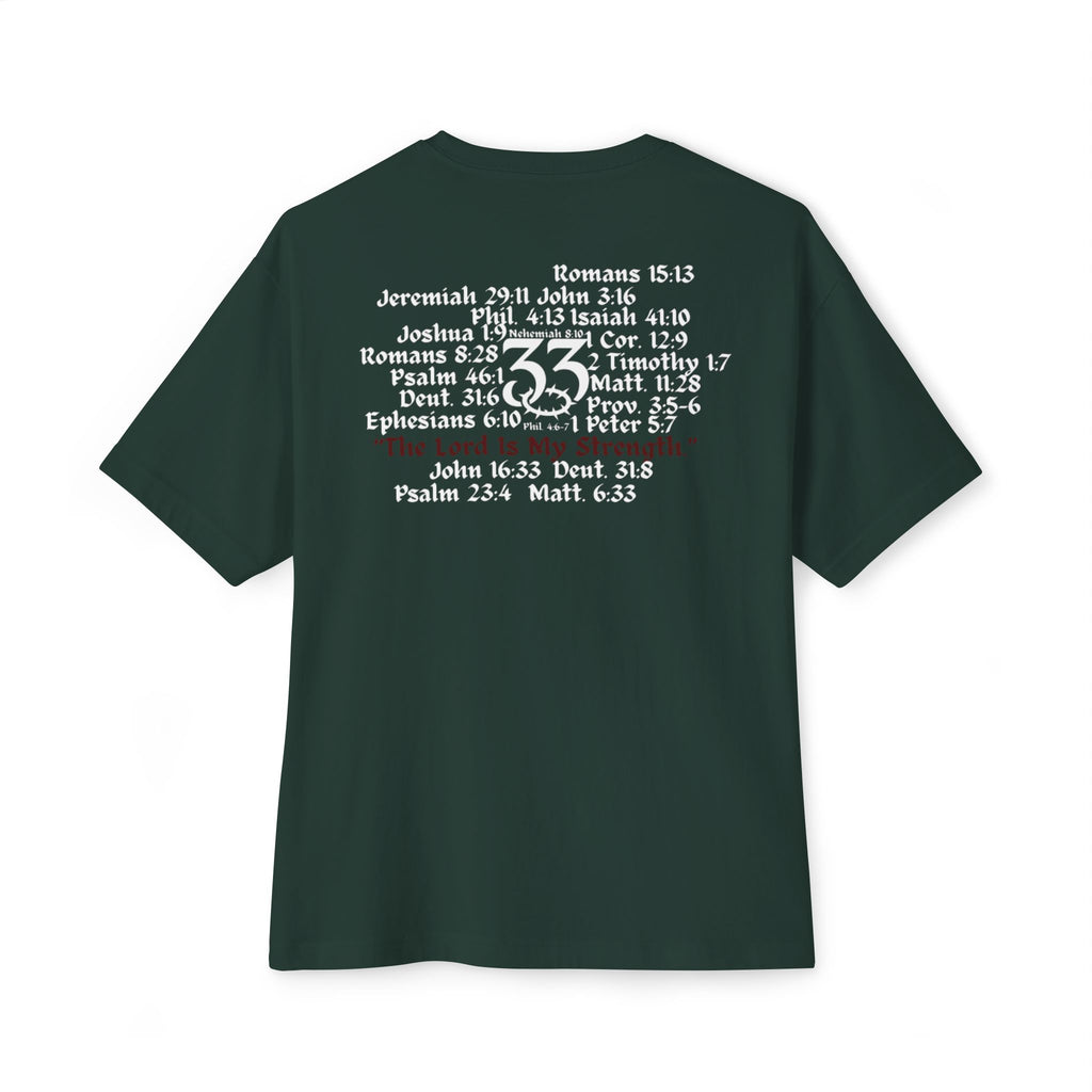 Oversized Boxy Tee, "The Lord is My Strength.", Powerful Bible Verses