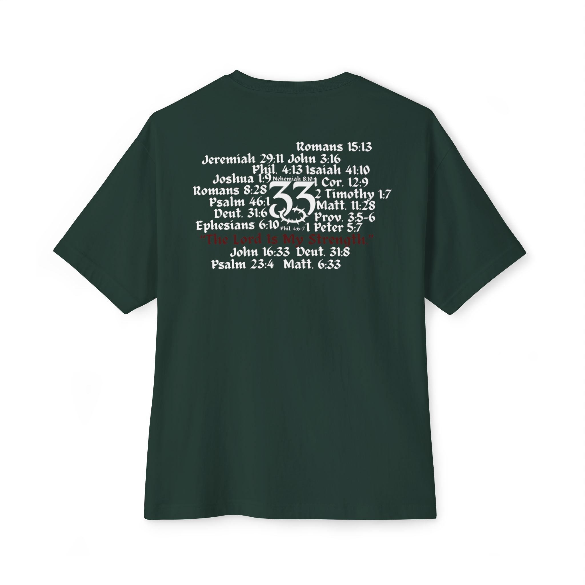 Oversized Boxy Tee, "The Lord is My Strength.", Powerful Bible Verses