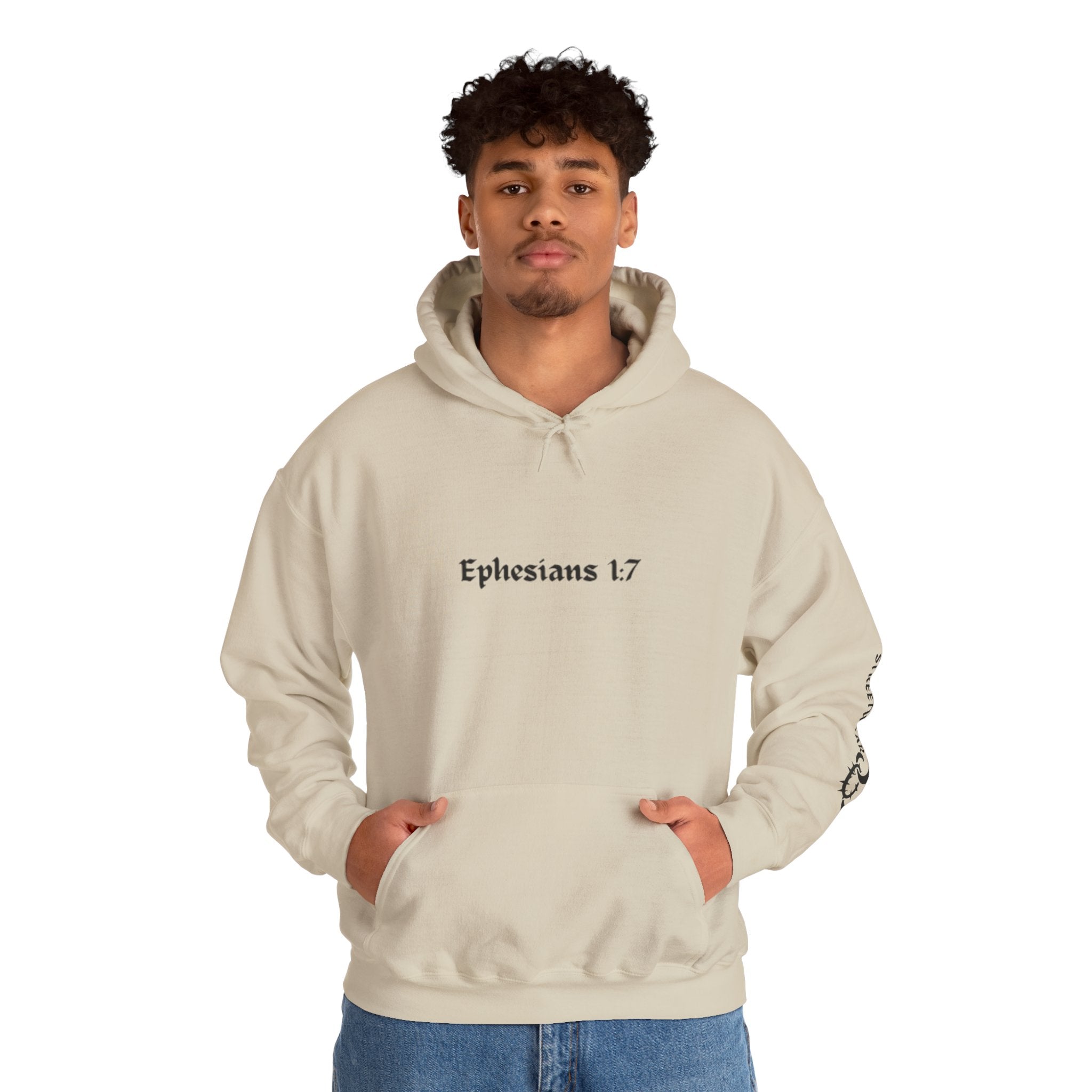 Unisex Hooded Sweatshirt, Ephesians 1:7, Saved By The Blood, 33rd Parallel Banner