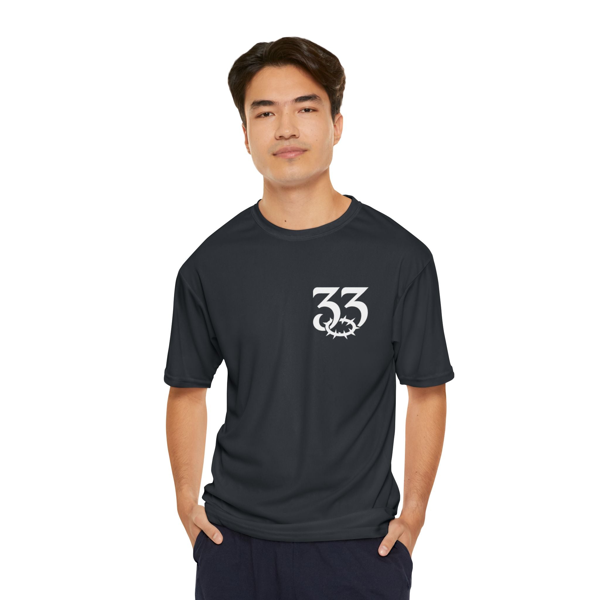 Men's Performance T-Shirt, 33rd Parallel Logo Design