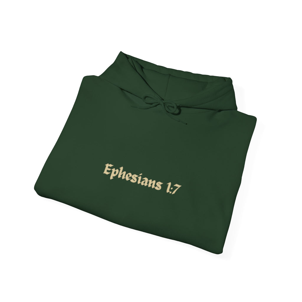 Unisex Hooded Sweatshirt, Ephesians 1:7, Saved By The Blood, 33rd Parallel Banner