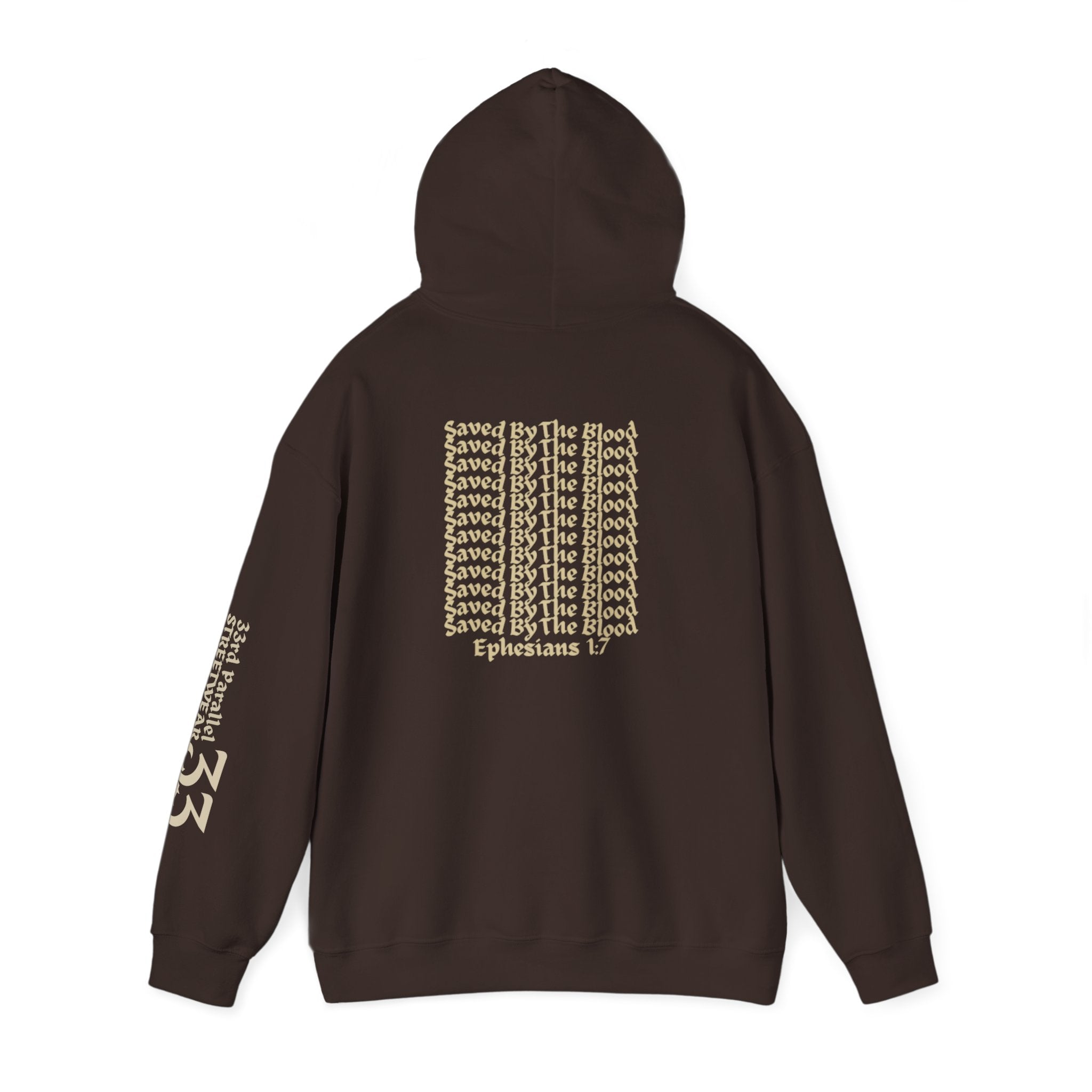 Unisex Hooded Sweatshirt, Ephesians 1:7, Saved By The Blood, 33rd Parallel Banner