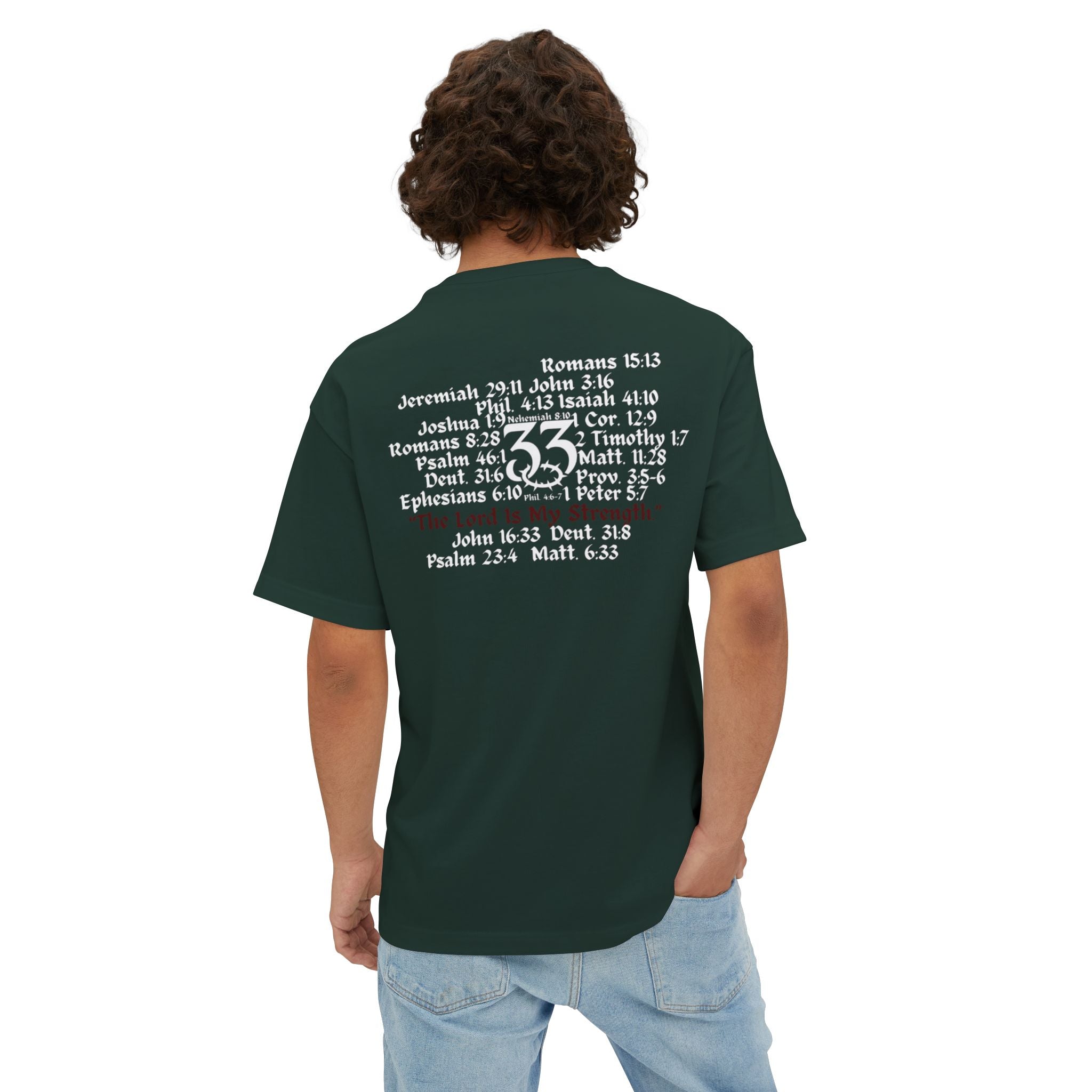 Oversized Boxy Tee, "The Lord is My Strength.", Powerful Bible Verses