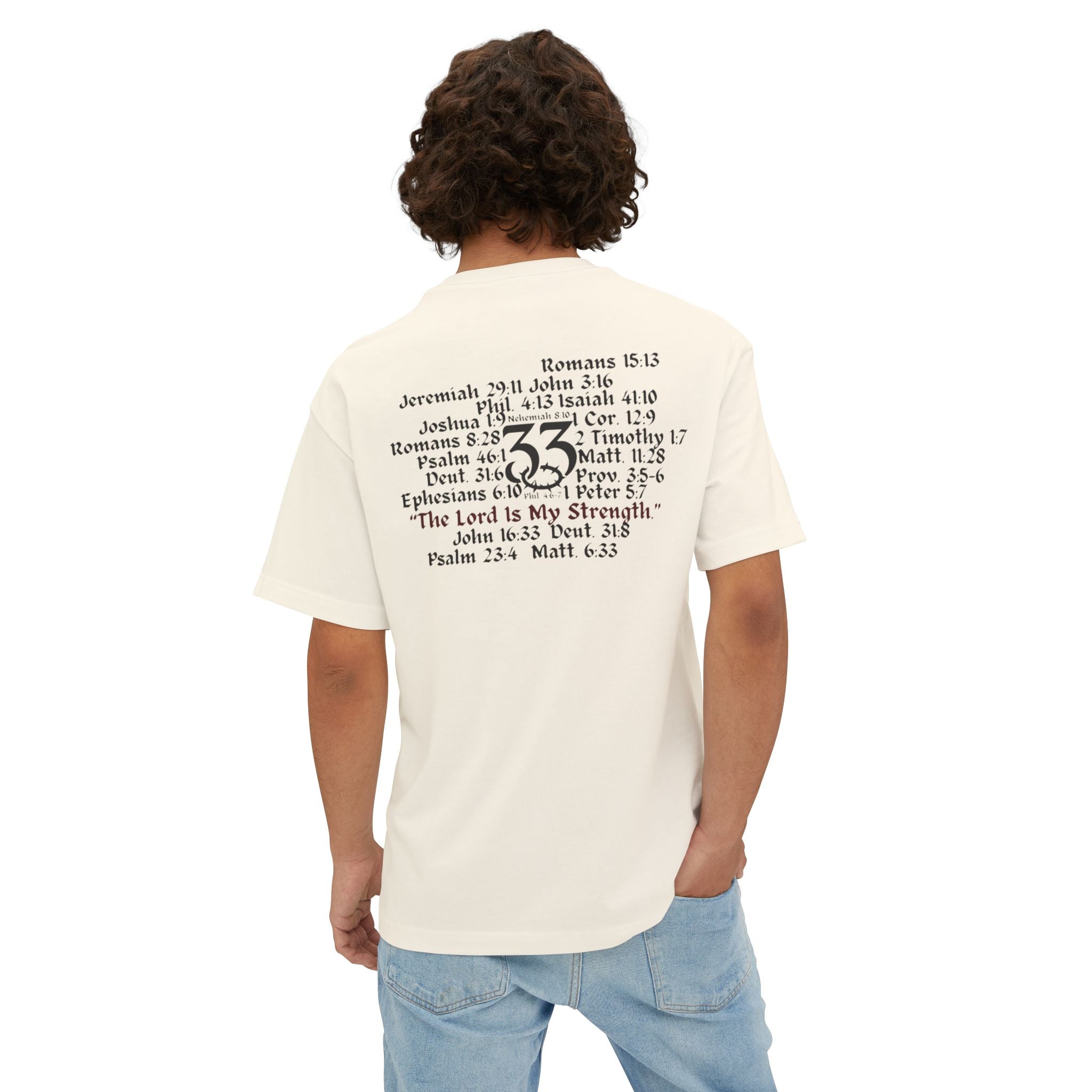 Oversized Boxy Tee, "The Lord is My Strength.", Powerful Bible Verses
