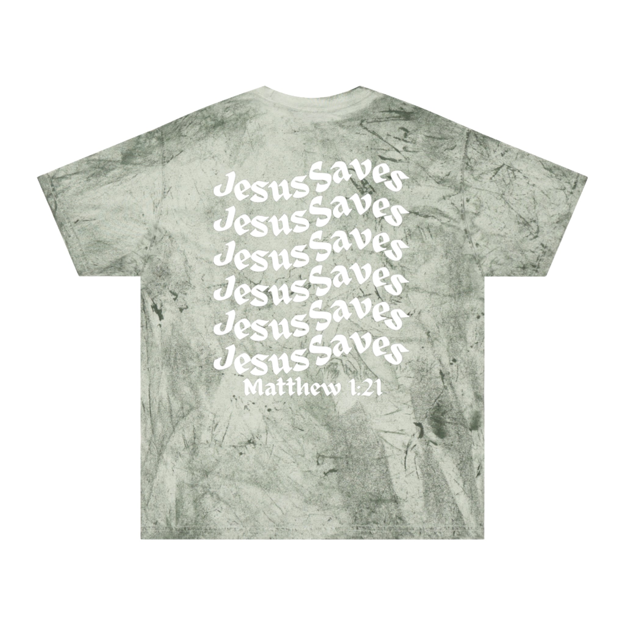 Unisex Color Blast T-Shirt, Matthew 1:21, Jesus Saves
