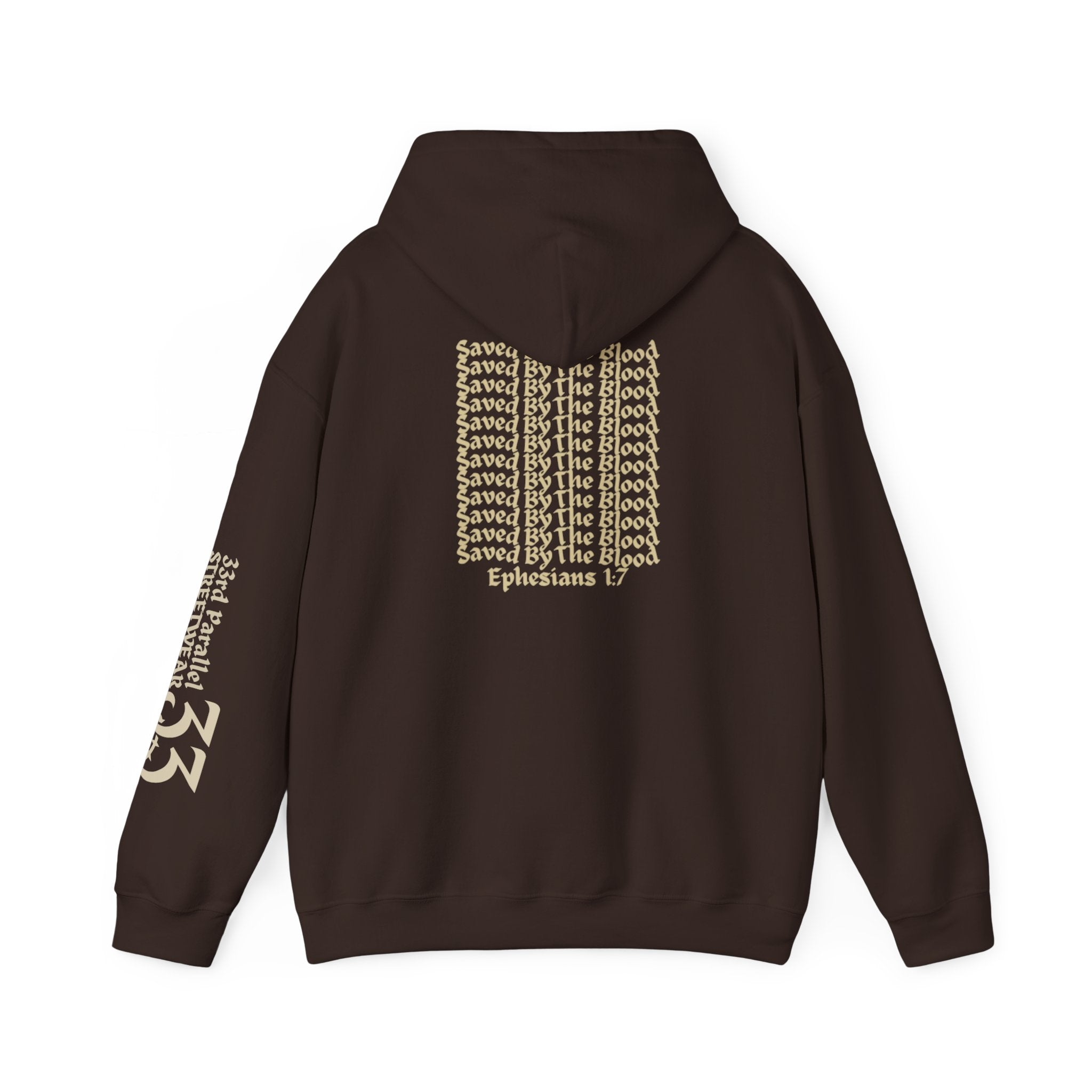 Unisex Hooded Sweatshirt, Ephesians 1:7, Saved By The Blood, 33rd Parallel Banner