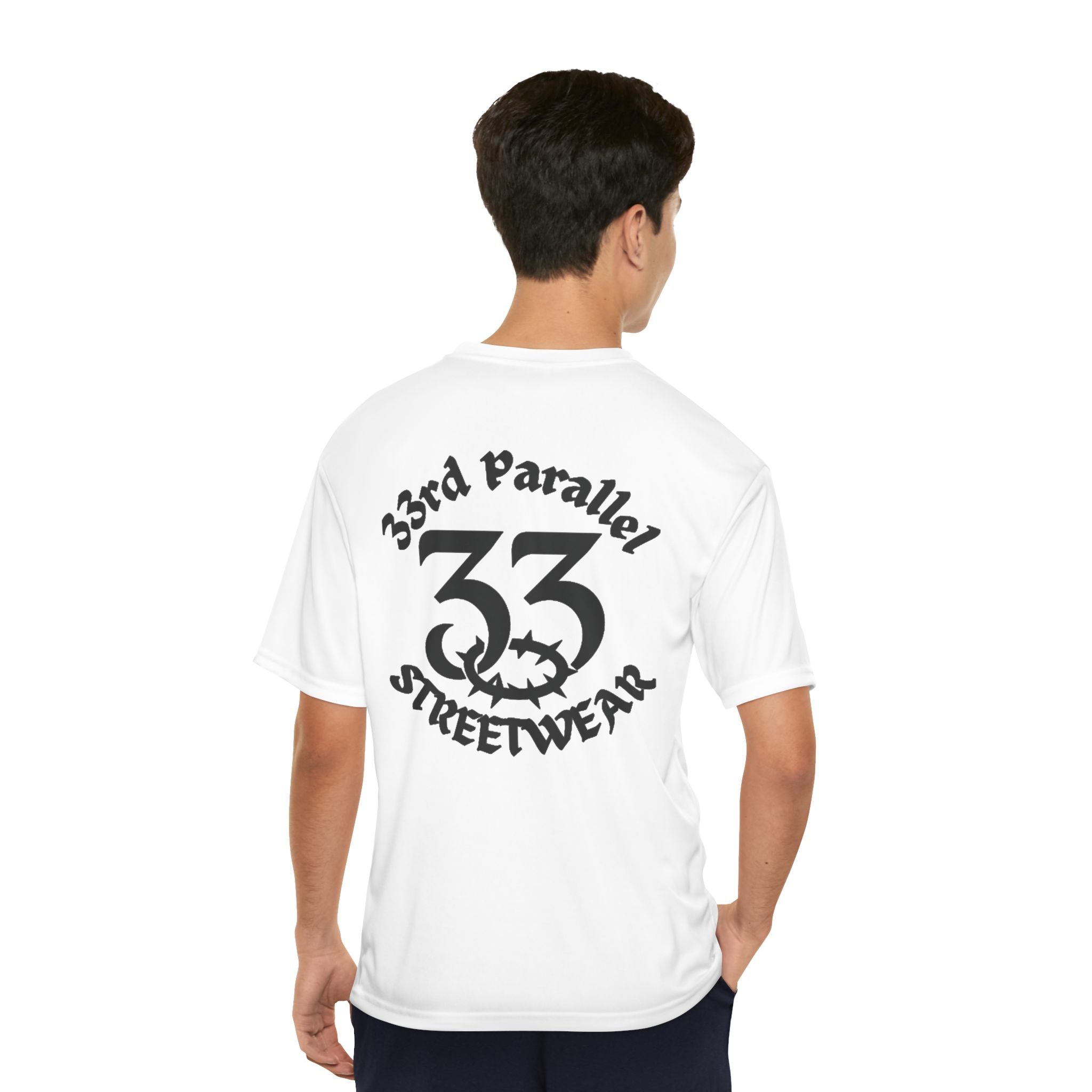 Men's Performance T-Shirt, 33rd Parallel Logo Design