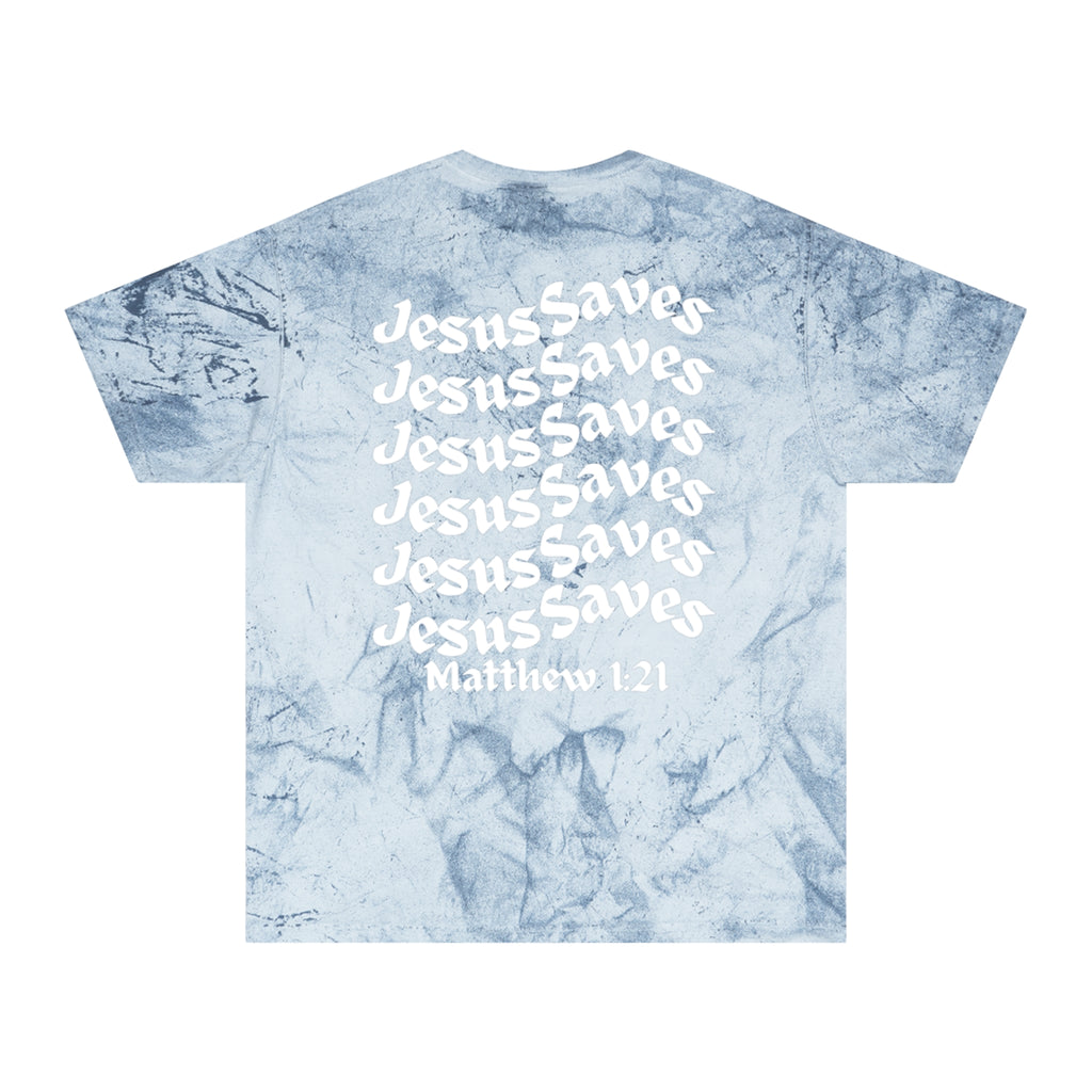 Unisex Color Blast T-Shirt, Matthew 1:21, Jesus Saves