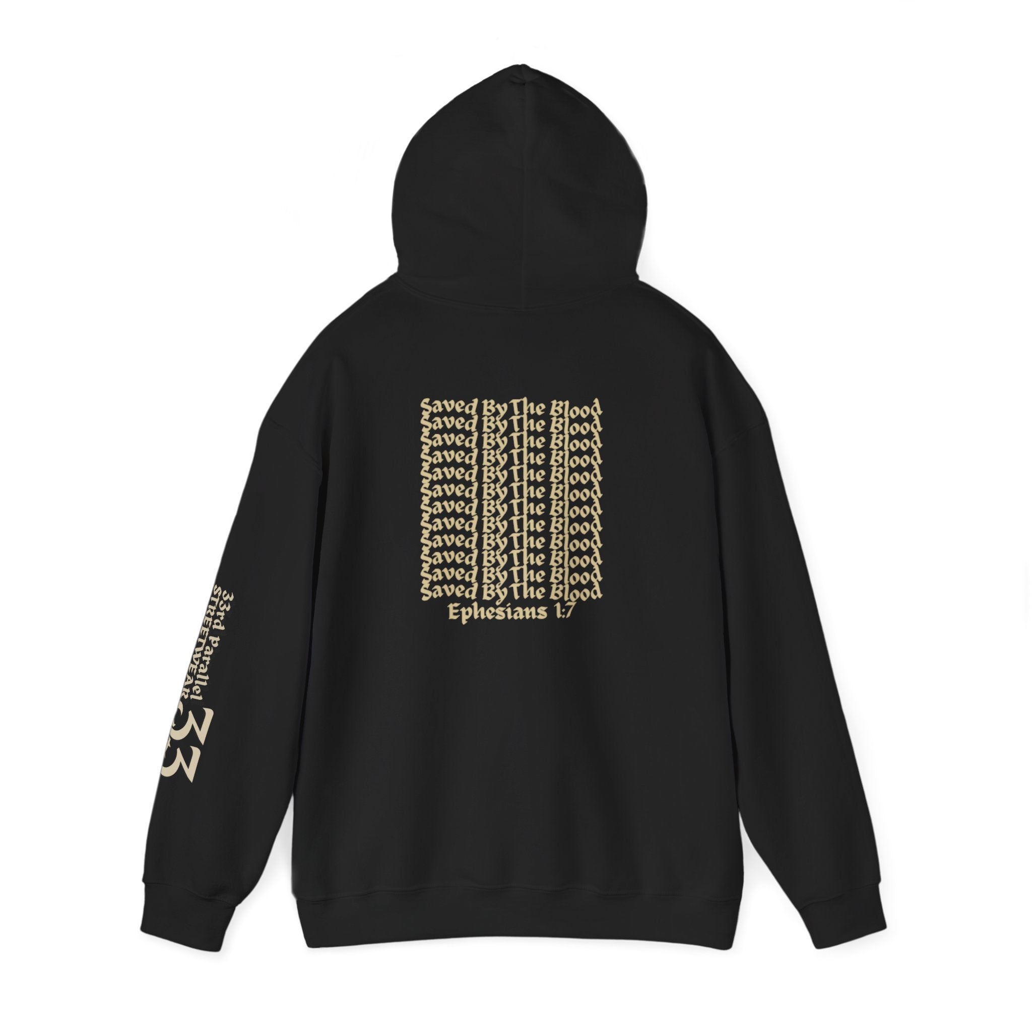 Unisex Hooded Sweatshirt, Ephesians 1:7, Saved By The Blood, 33rd Parallel Banner