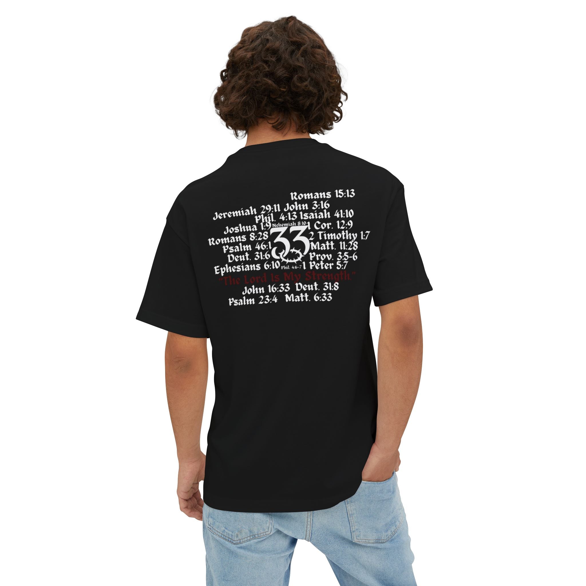 Oversized Boxy Tee, "The Lord is My Strength.", Powerful Bible Verses
