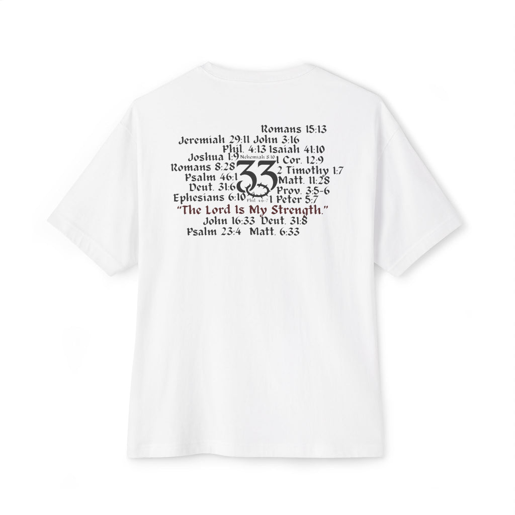 Oversized Boxy Tee, "The Lord is My Strength.", Powerful Bible Verses