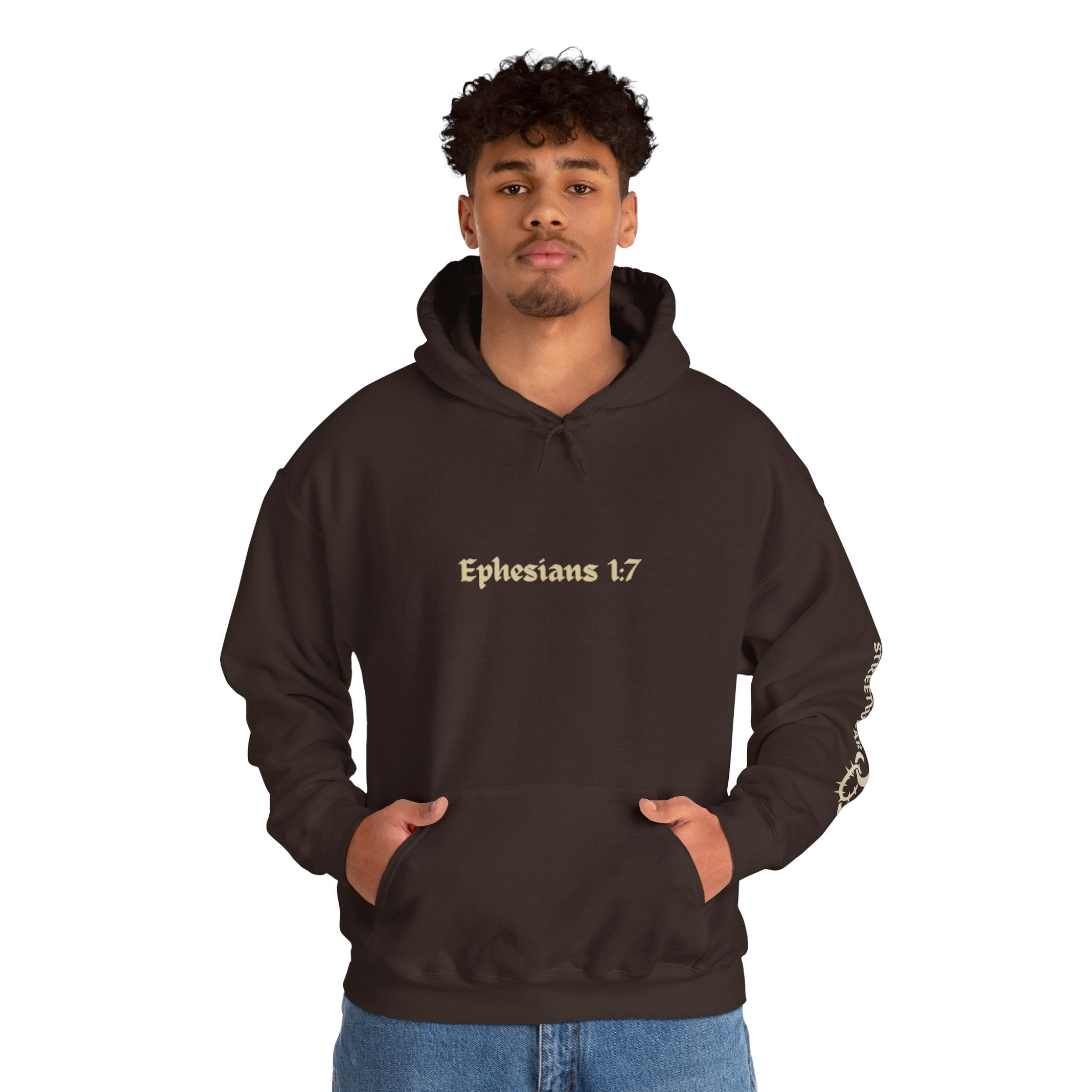 Unisex Hooded Sweatshirt, Ephesians 1:7, Saved By The Blood, 33rd Parallel Banner