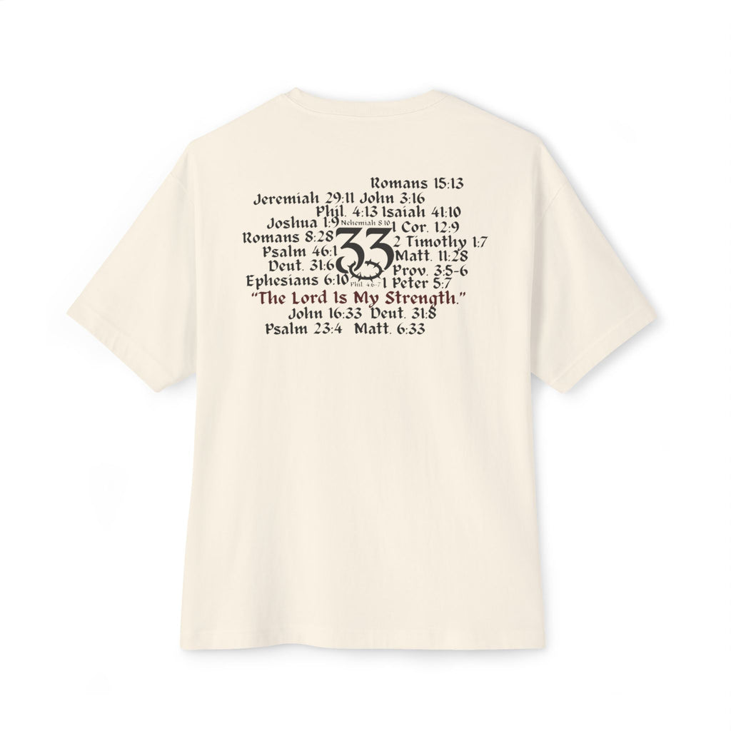 Oversized Boxy Tee, "The Lord is My Strength.", Powerful Bible Verses